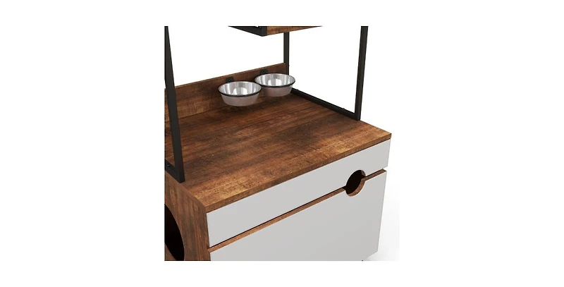 Multi-Functional Cat Litter Box Enclosure with Cat Tree Tower and Storage