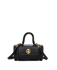 Susu Women's Top Handle Leather Crossbody Bag Convertible Cylinder Shoulder & Evening Purse with Gold Hardware and Detachable strap