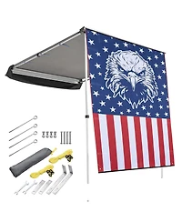 Yescom 4.4x6.6 Ft Vehicle Awning w/ Eagle Side Wall Roof Rack Pull-Out Sun Shade Travel