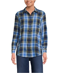Lands' End Women's Tall Flannel Boyfriend Long Sleeve Shirt