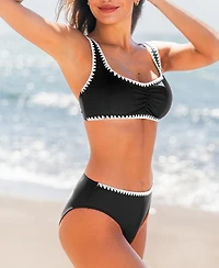 Cupshe Women's Sweetheart Neck Stitching Bikini Sets
