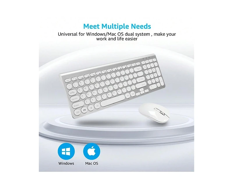 Wireless Keyboard And Mouse Combo, Wireless Usb Mouse And Computer Keyboard Set, Compact And Silent For Windows Laptop, Desktop, Pc