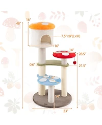 Gymax Cute Mushroom Cat Tree 48'' Tall Cat Tower w/ Sisal Scratching Posts Top Condo