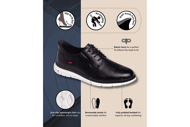 Marc Joseph New York Men's Edward Street Hands-Free Slip On Technology Perforated Oxfords