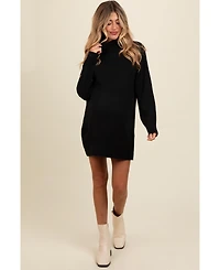 Pinkblush Maternity Beige Turtle Neck Mini Sweater Dress