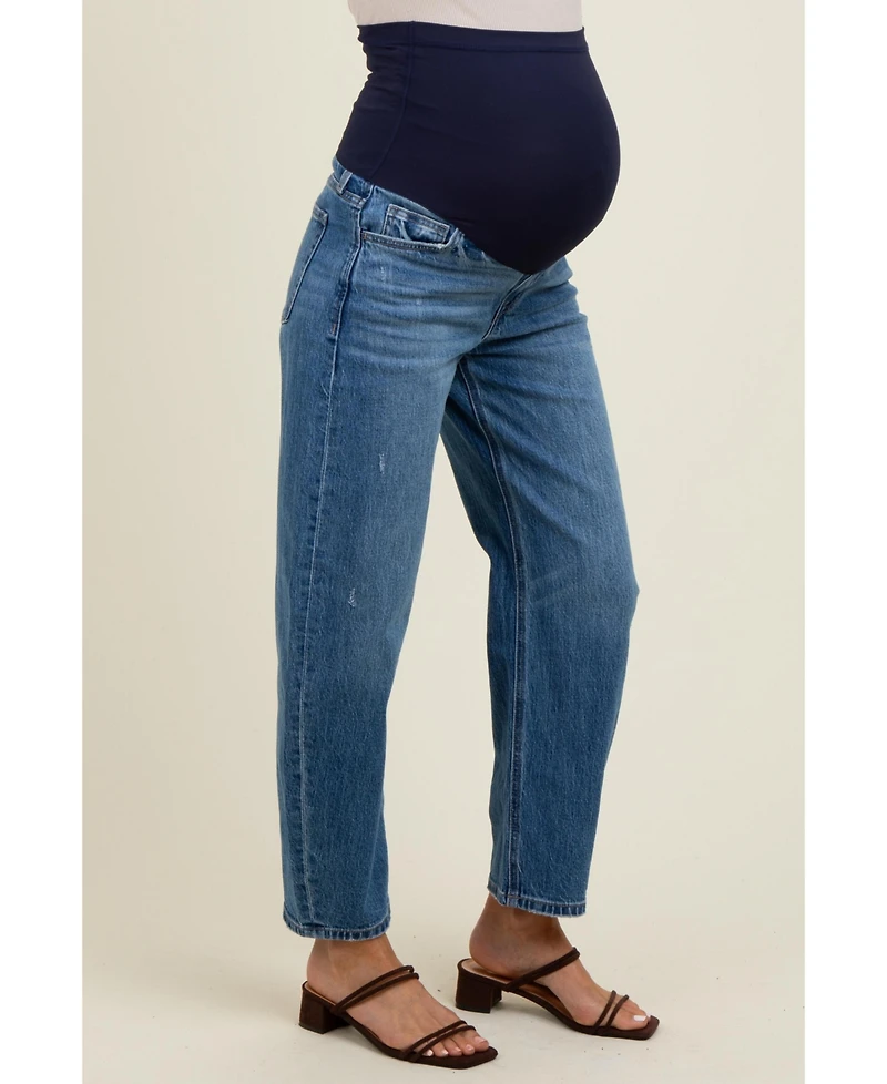 Pinkblush Maternity Blue Vintage Wash Ankle Straight Leg Jeans