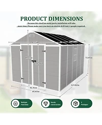 Mondawe Campcraft 8x10ft Resin Storage Shed, Large Outdoor Waterproof Shed with Hd Windows, Heavy-Duty Pp Material