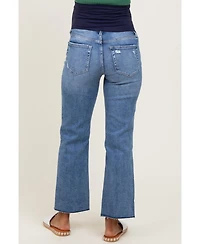 Pinkblush Maternity Blue High Rise Raw Hem Ankle Straight Jeans