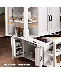 47.2" Expandable Kitchen Island with Slide-Out Dining Table, Storage Drawers, Cabinets & Usb Charging Station-Maison Boucle - Single kitchen island