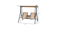 Flynama 69 Inch 2-Seat Canopy Patio Swing with Storage Table and Cup Holders
