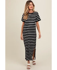 Pinkblush Maternity White Striped Side Slit Maxi Dress