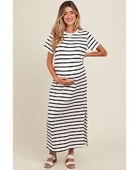 Pinkblush Maternity White Striped Side Slit Maxi Dress