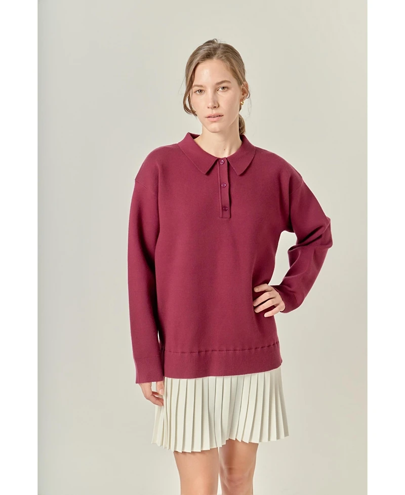 English Factory Women's Polo Mixed Media Mini Dress