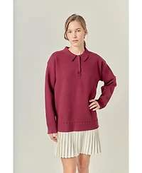 English Factory Women's Polo Mixed Media Mini Dress