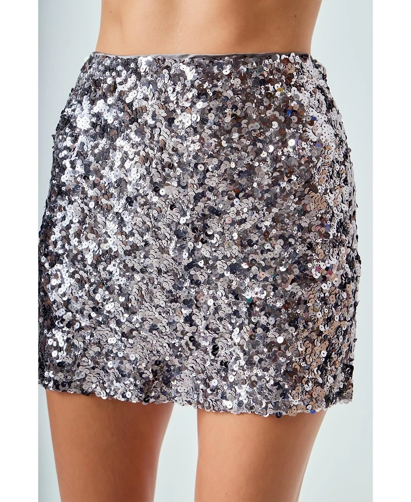 endless rose Women's Multi Sequin Mini Skirt