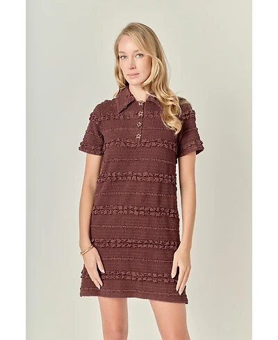 English Factory Women's Stretched Embo Textured Mini Dress