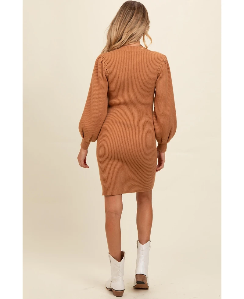 Pinkblush Maternity Camel Bubble Sleeve Sweater Dress