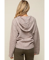 Pinkblush Maternity Taupe Mixed Knit Hooded Sweater