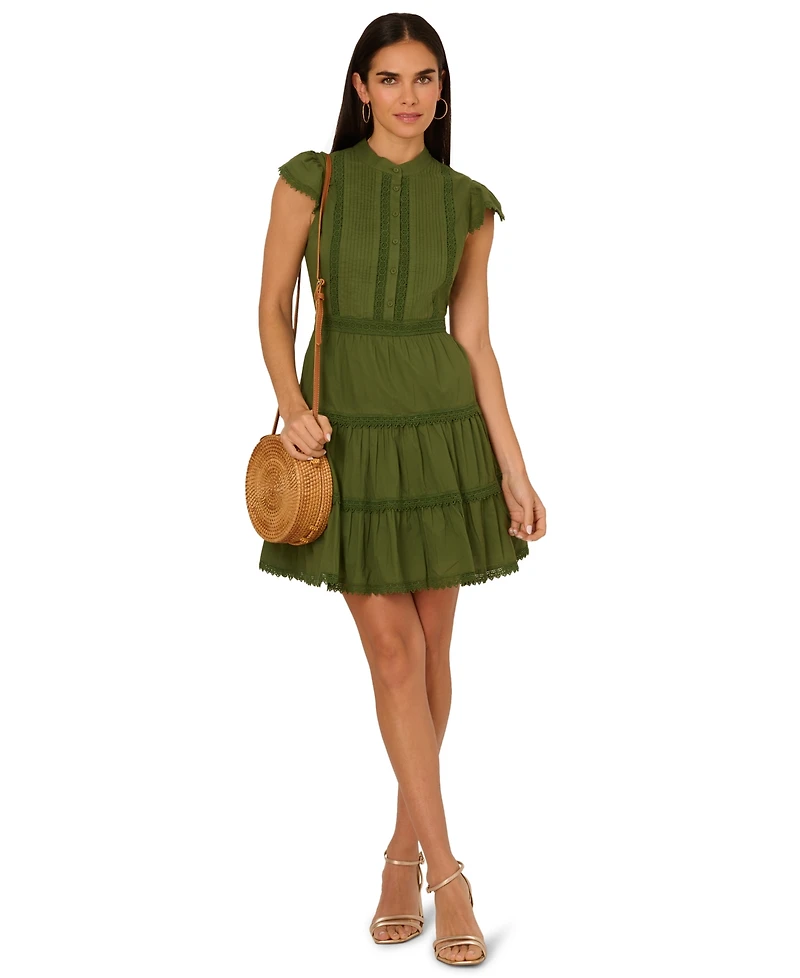 Adrianna by Papell Women's Crewneck Trimmed Short Dress