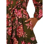 Adrianna by Papell Women's V-Neck Printed Romper Dress