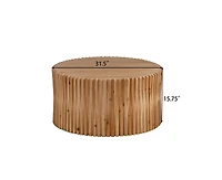 Casainc 31.5" Cylindrical Coffee Table with Vertical Texture Relief Design