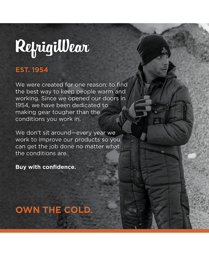 RefrigiWear Men's Iron-Tuff Insulated Coveralls with Hood - Heavy-Duty Cold Weather Gear for Extreme Conditions