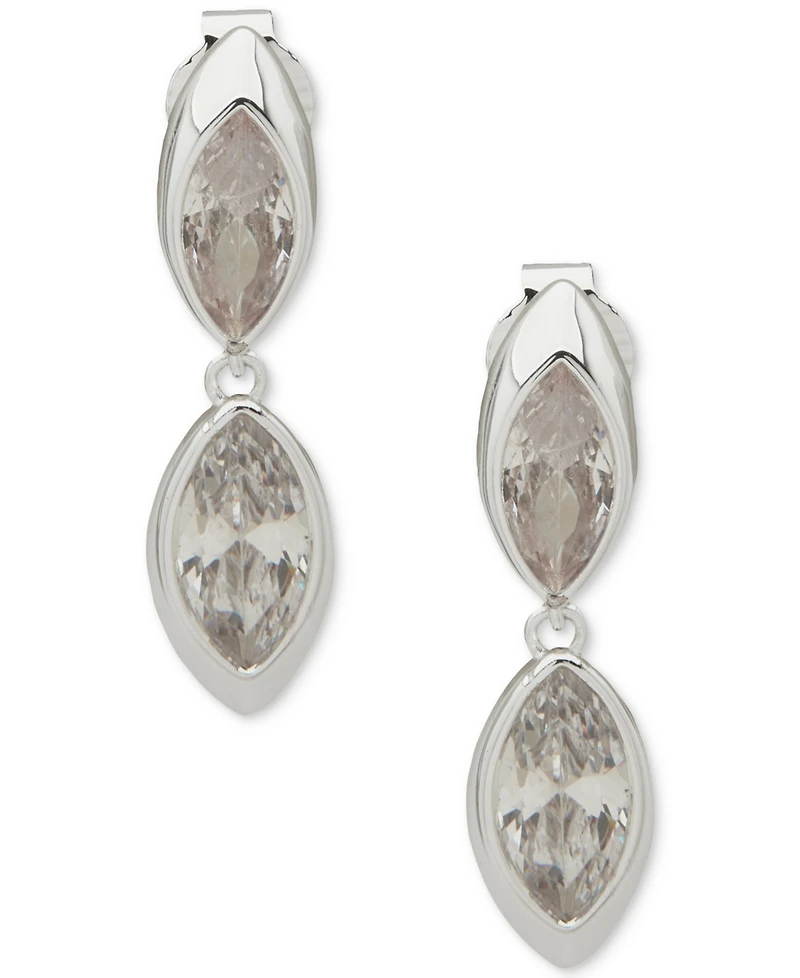 Anne Klein Cubic Zirconia Double Navette Stone Drop Earrings