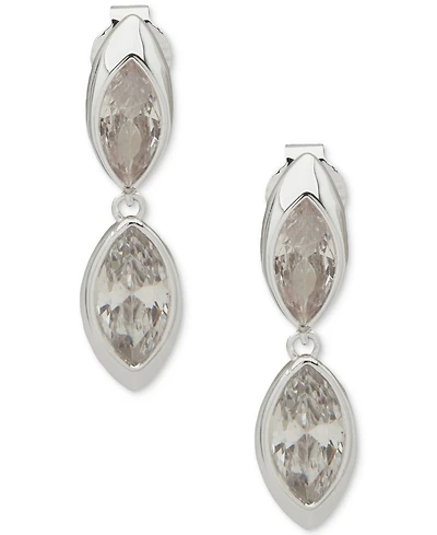 Anne Klein Cubic Zirconia Double Navette Stone Drop Earrings