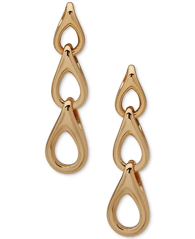 Anne Klein Gold-Tone Teardrop Linked Linear Earrings