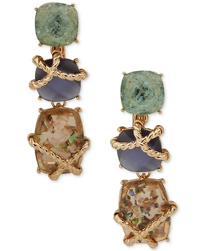 Anne Klein Multi-Stone Rope Texture Linear Earrings