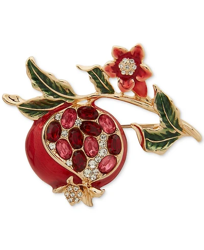Anne Klein Glass Stones Pomegranate Flower Branch Pin