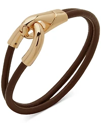 Anne Klein Gold-Tone 2 Row Leather Latched Hinge Bracelet