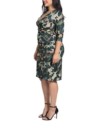 24seven Comfort Apparel Plus Faux Wrap Dress
