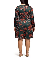 24seven Comfort Apparel Plus Long Sleeve Fit and Flare Dress