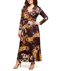 24seven Comfort Apparel Plus Paisley Empire Waist Maxi Dress