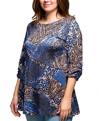 24seven Comfort Apparel Plus Three Quarter Sleeve Tunic Top