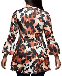 24seven Comfort Apparel Plus Scoop Neck Bell Sleeve Tunic Top