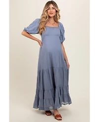 Pinkblush Maternity Blue Lace Insert Maxi Dress