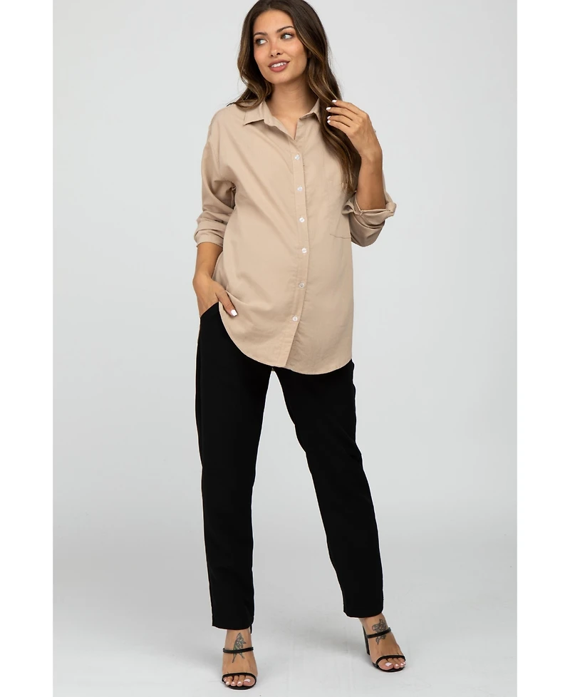 Pinkblush Maternity Navy Blue Pleated Relax Fit Pants