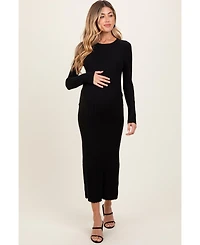 Pinkblush Maternity Ribbed Knit Fitted Midi Sweater Dress