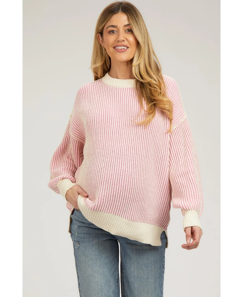 Pinkblush Maternity Ribbed Balloon Sleeve Sweater