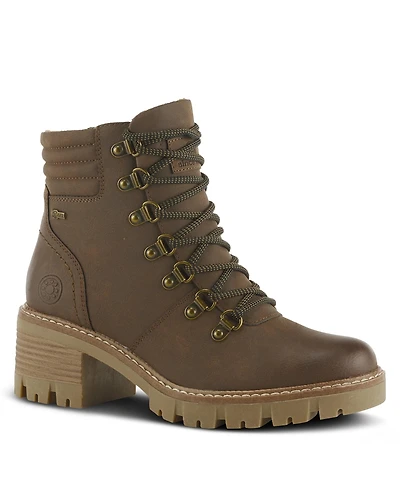 Spring Step Rockies Hiking-Inspired Lace-Up Booties with Cushioned Insole