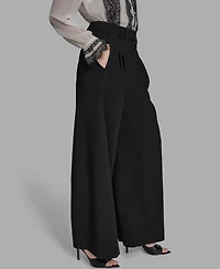 Bcbg Women's Pleated Back Notch Wide Leg Pants