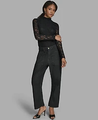 Bcbg Women's Barrel Leg Knee Seam Mid Rise Jeans