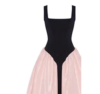 Milla Women's Corset Dress On Straps With A Glossy Midi Skirt
