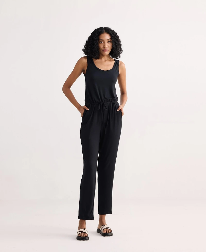 Reistor Women's Relaxed Drawstring Jumpsuit Black