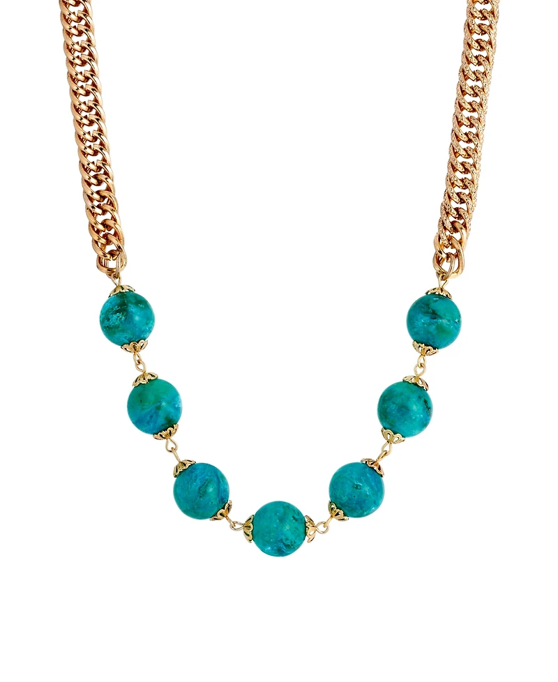 2028 Gold Tone Round Bead Necklace