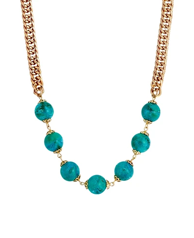 2028 Gold Tone Round Bead Necklace