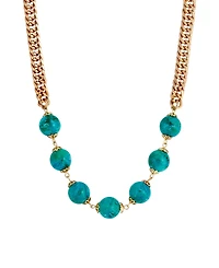 2028 Gold Tone Round Bead Necklace