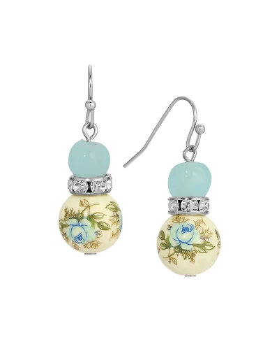 2028 Blue Rose Bead Drop Earrings